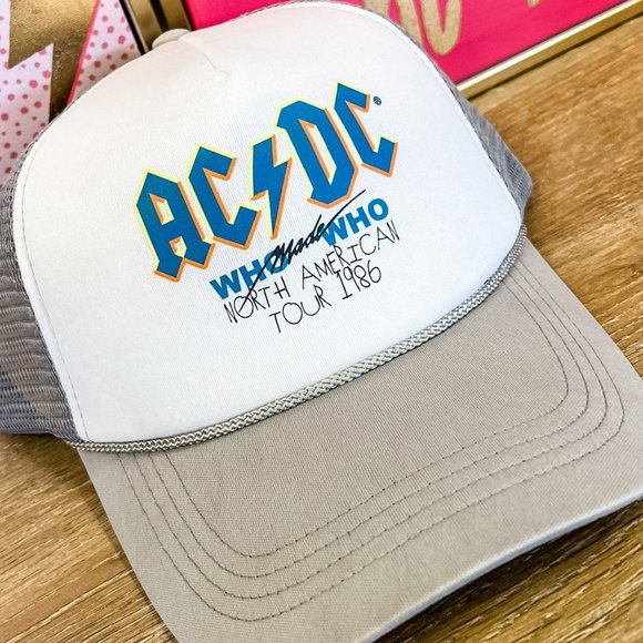 David and Young | Accessories | Nwt Acdc White Trucker Hat | Poshmark